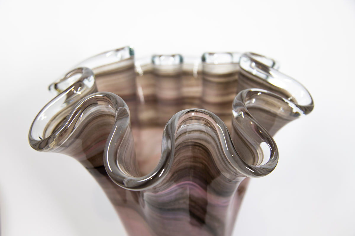 MURANO ITALY金彩 ピンクレースライン ピッチャー 花瓶 MURANO ITALY