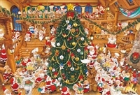 お祭りサンタクロース パズル千ピース 49×72㎝白縁アルミ額 パネル完成