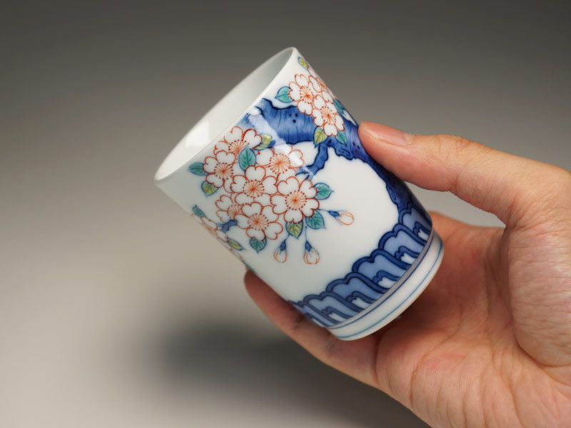 有田焼】湯呑茶碗セット 染錦吉祥桜図