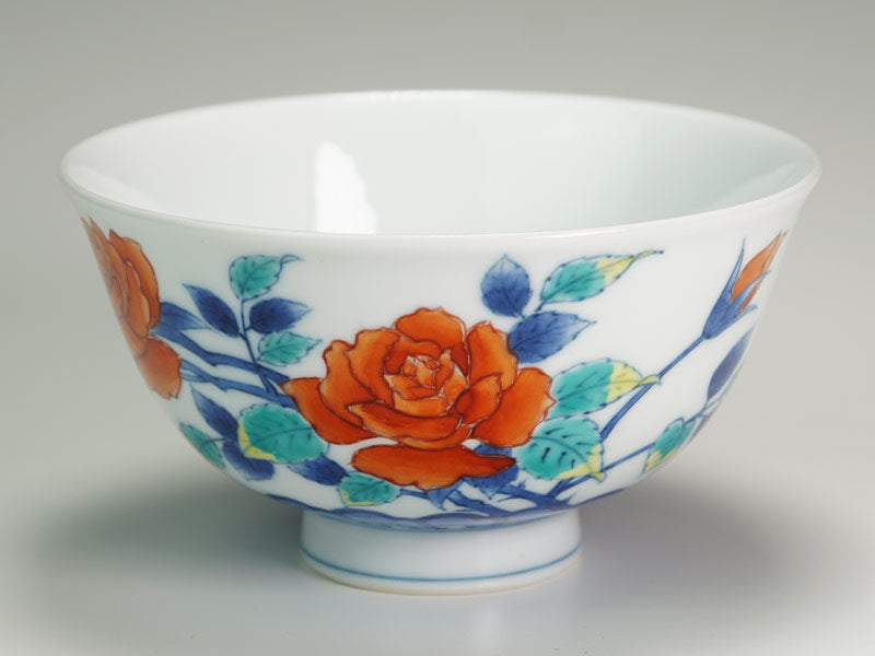 有田焼】湯呑茶碗セット 染錦吉祥薔薇図