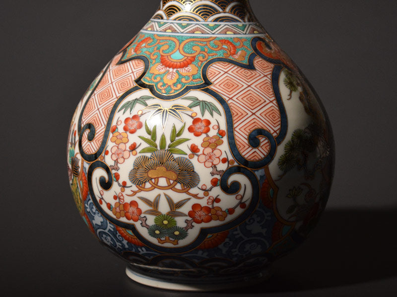 古伊万里 金蘭手様式大花瓶 花器 置物 古伊万里の花器K4/骨董/花柄