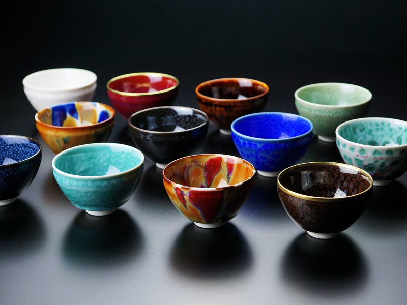 馬場真右衛門 作 特選九色 ぐい呑 揃 共箱 酒器