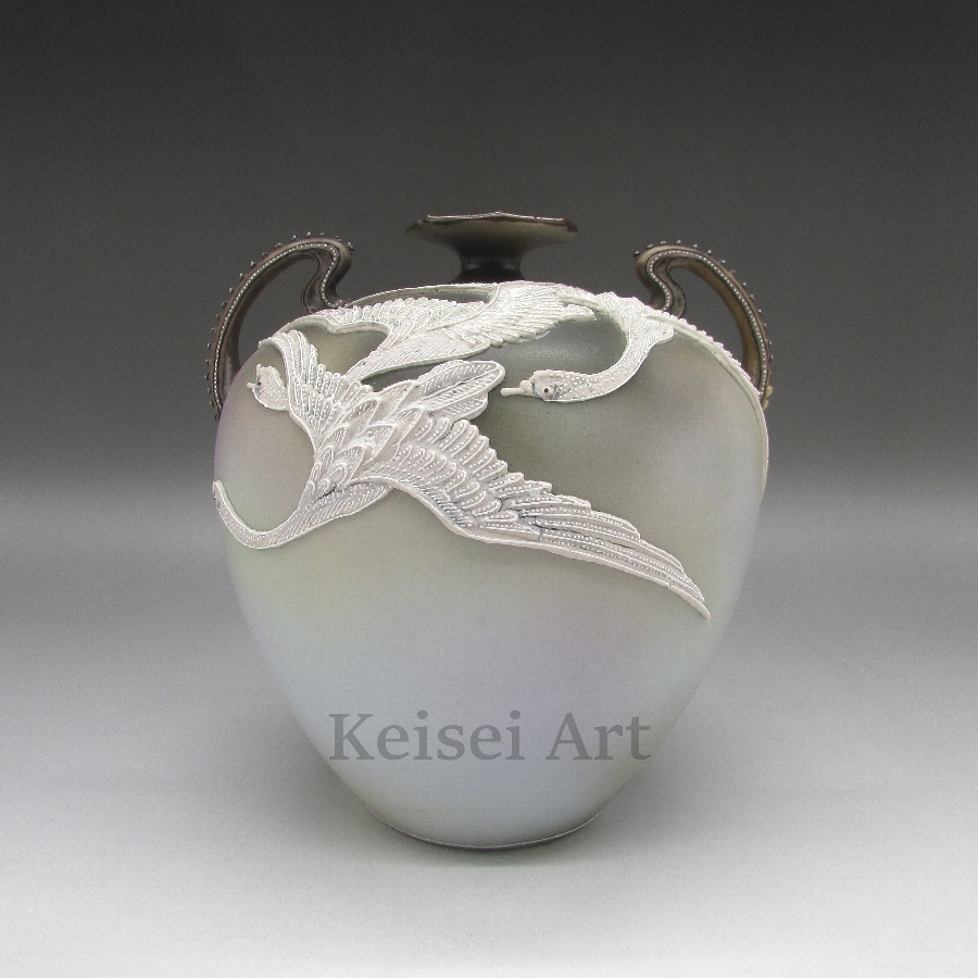 1842 オールドノリタケ 双耳花紋花瓶 時代物 【公式通販】