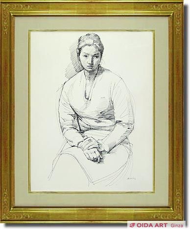 希少 ビンテージ 小磯良平 銅板 エッチング 15cm×15cm レトロ 当時物