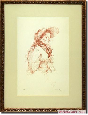 最終値下げ/小磯良平『帽子の女』油彩画 (人物画) 複製画 / F3号/高級