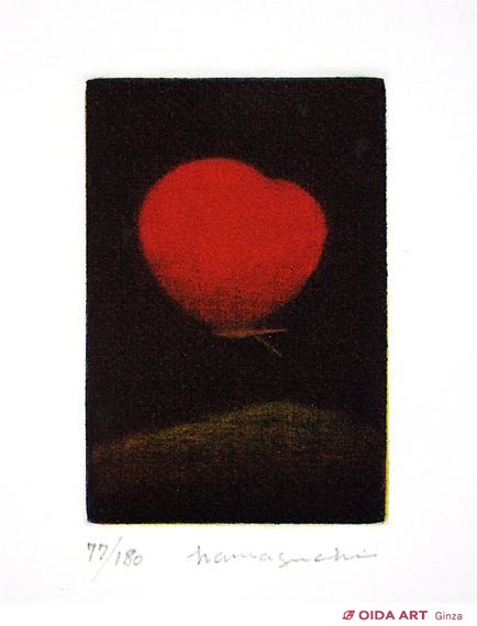 浜口陽三メゾチント「真紅の蝶」148/180