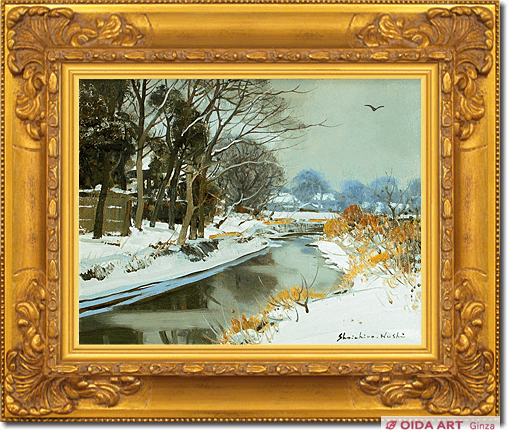 工藤甲人 リトグラフ 待春 アート 額縁 インテリア版画1950年代作品