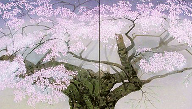 中島千波 樹霊淡墨桜 、 中島千波 樹霊淡墨櫻（屏風） |
