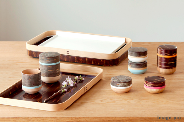 秋田の伝統工芸、樺細工（かばざいく、桜皮細工）を用いた和雑貨。地元