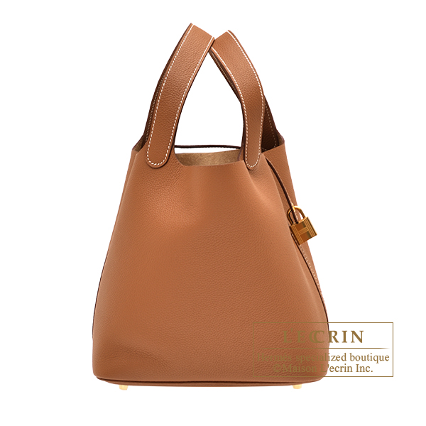 Hermes Picotin Lock bag 22/MM Fauve Maurice leather Gold hardware