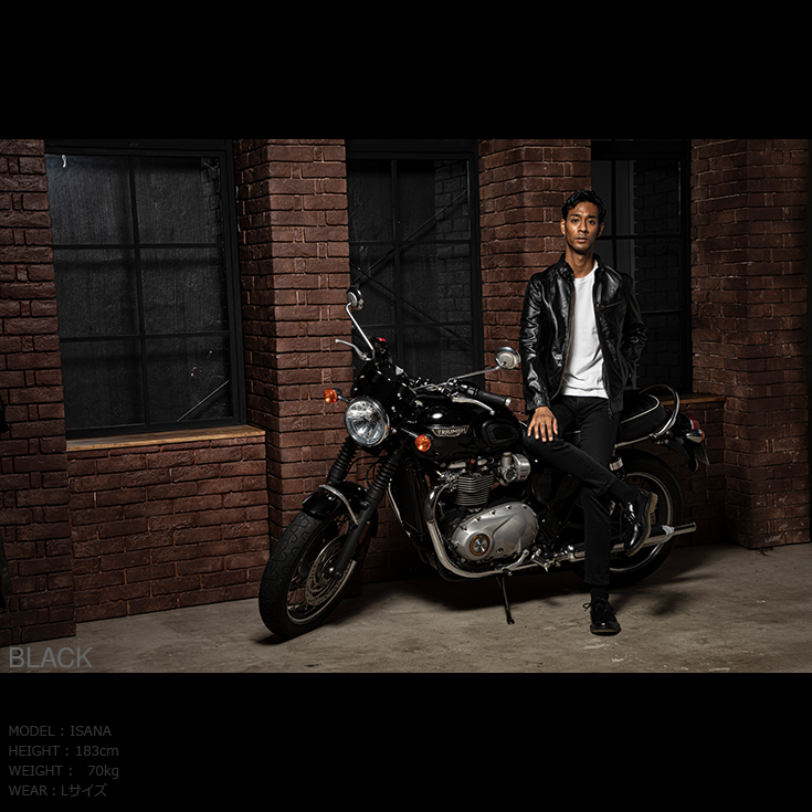 Liugoo Leathers 本革 シングルライダースジャケット メンズ