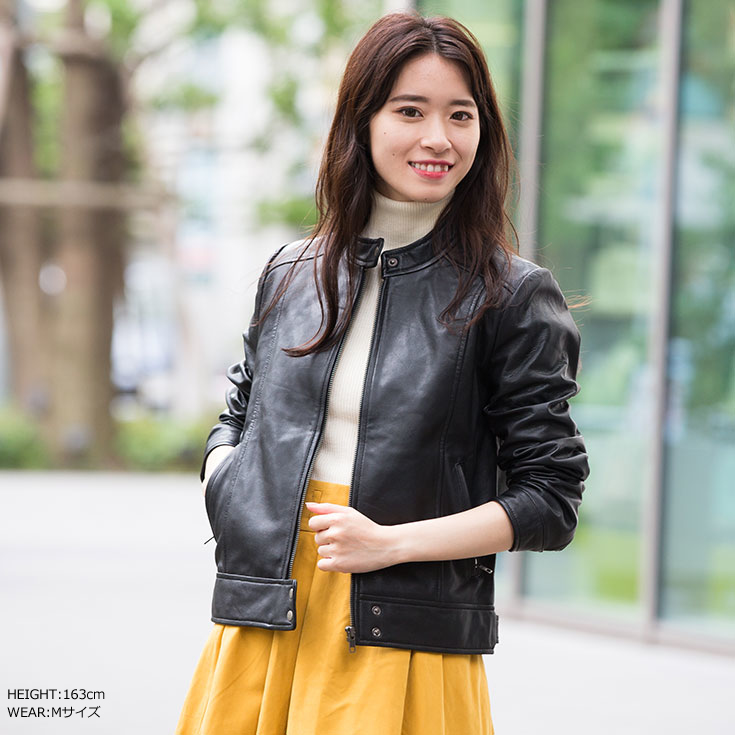 ナノユニバース 羊革 ライダースジャケット レザー M 中綿キルティング