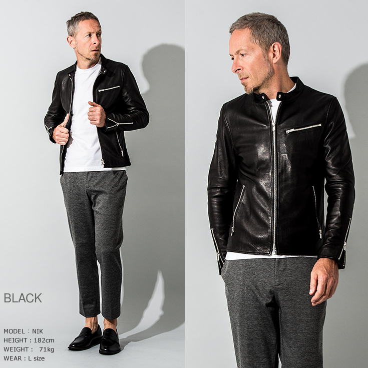 FILLMORE 本革 ディアスキンシングルライダースジャケット メンズ