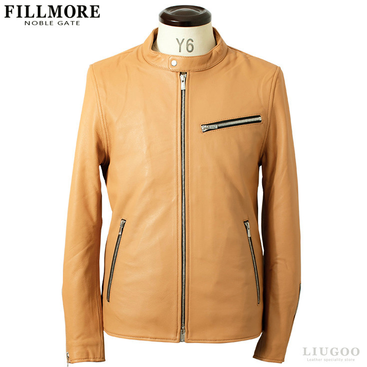 FILLMORE 本革 ディアスキンシングルライダースジャケット メンズ