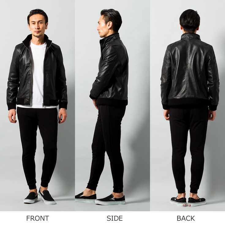 LIUGOO 本革 レザートラックジャケット ジャージ メンズ リューグー