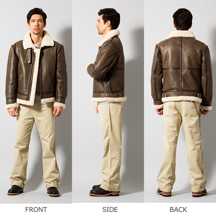 Liugoo Leathers 本革 B-3フライトジャケット ムートンジャケット