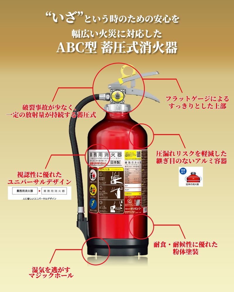 2026年製】業務用消火器 蓄圧式 粉末 ABC 4型 MEA4 アルミ製 軽量