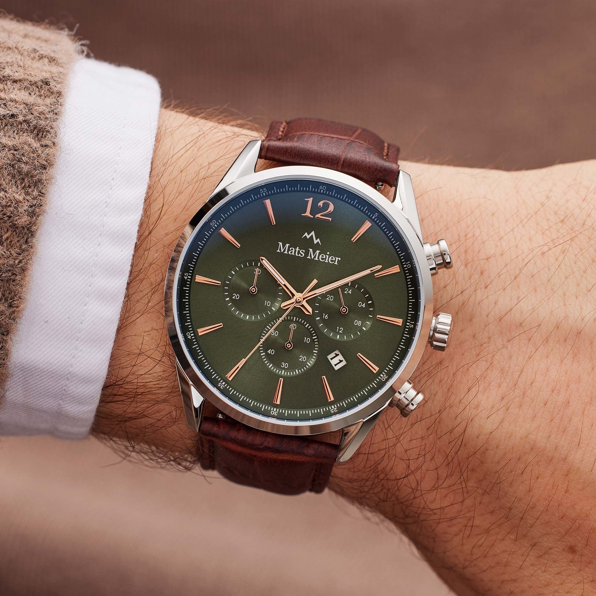 Grand Cornier chronograph mens watch green / silver colored