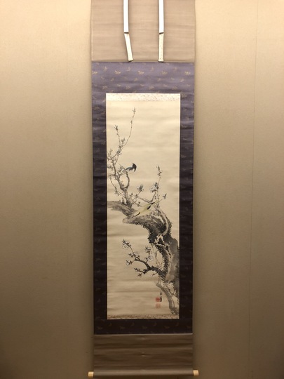 今尾景年 白桃群菊図｜古美術・掛け軸の販売・買取・鑑定-松本松栄堂