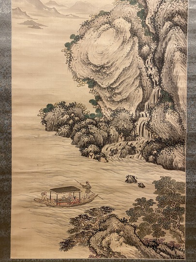 ♥☆彡 模写 掛軸 橋本雅邦 山水図 桐箱付き 掛け軸 骨董 中国