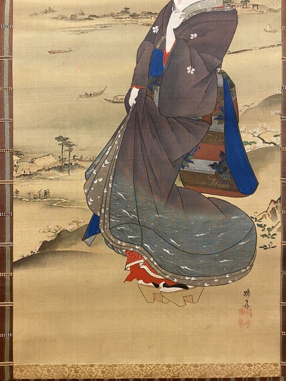 蹄斎北馬 羽黒洞の図録掲載品 鳥追と萬歳 葛飾北斎の