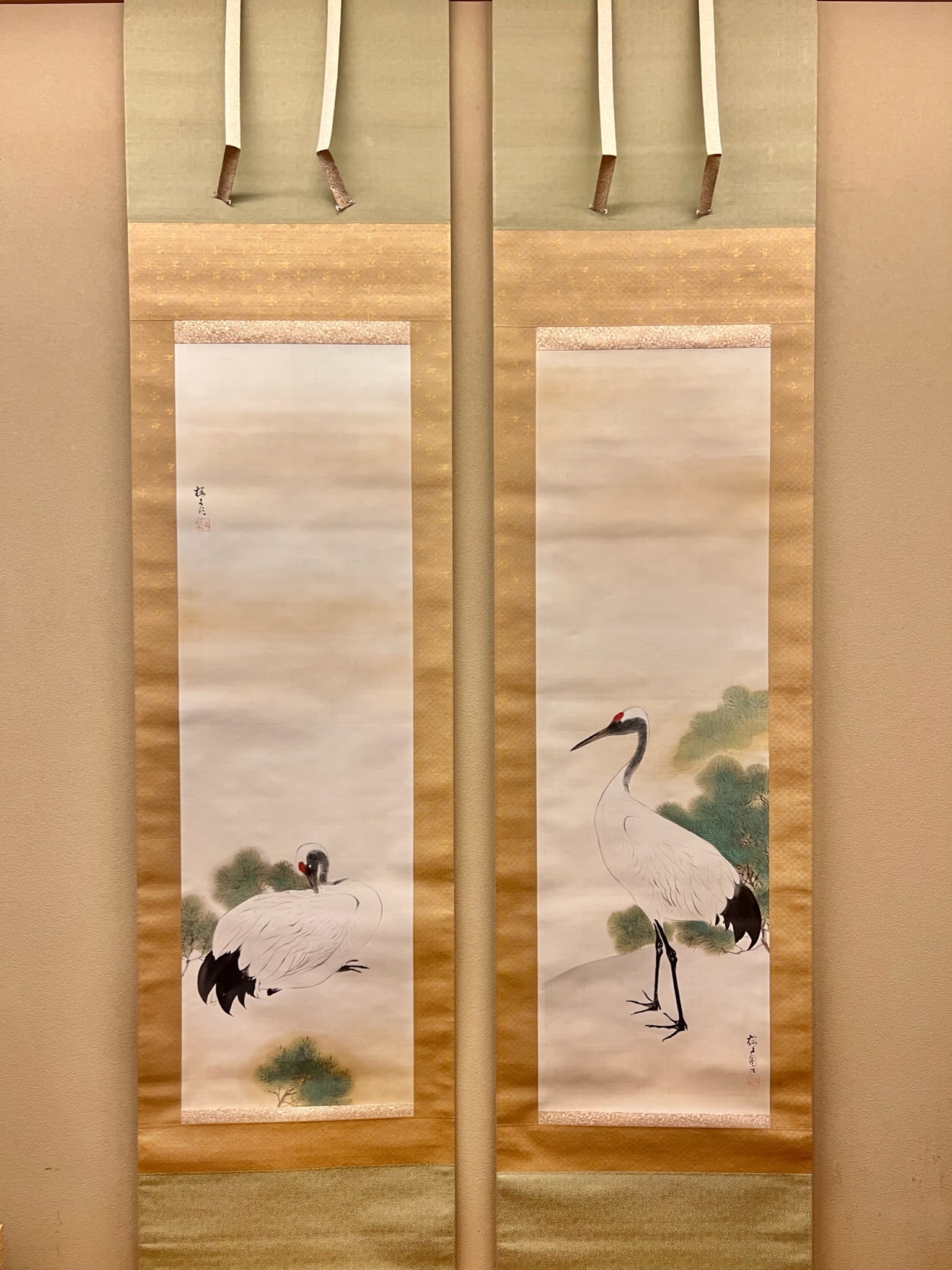 真作】菊池容斎/松鶴図/幕末・明治/掛軸/名家伝来/AA-891 真作】菊池容