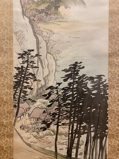 模写】掛軸 川合玉堂 雁と竹図 水墨画 風雅の趣 古画風 和の静けさ S7