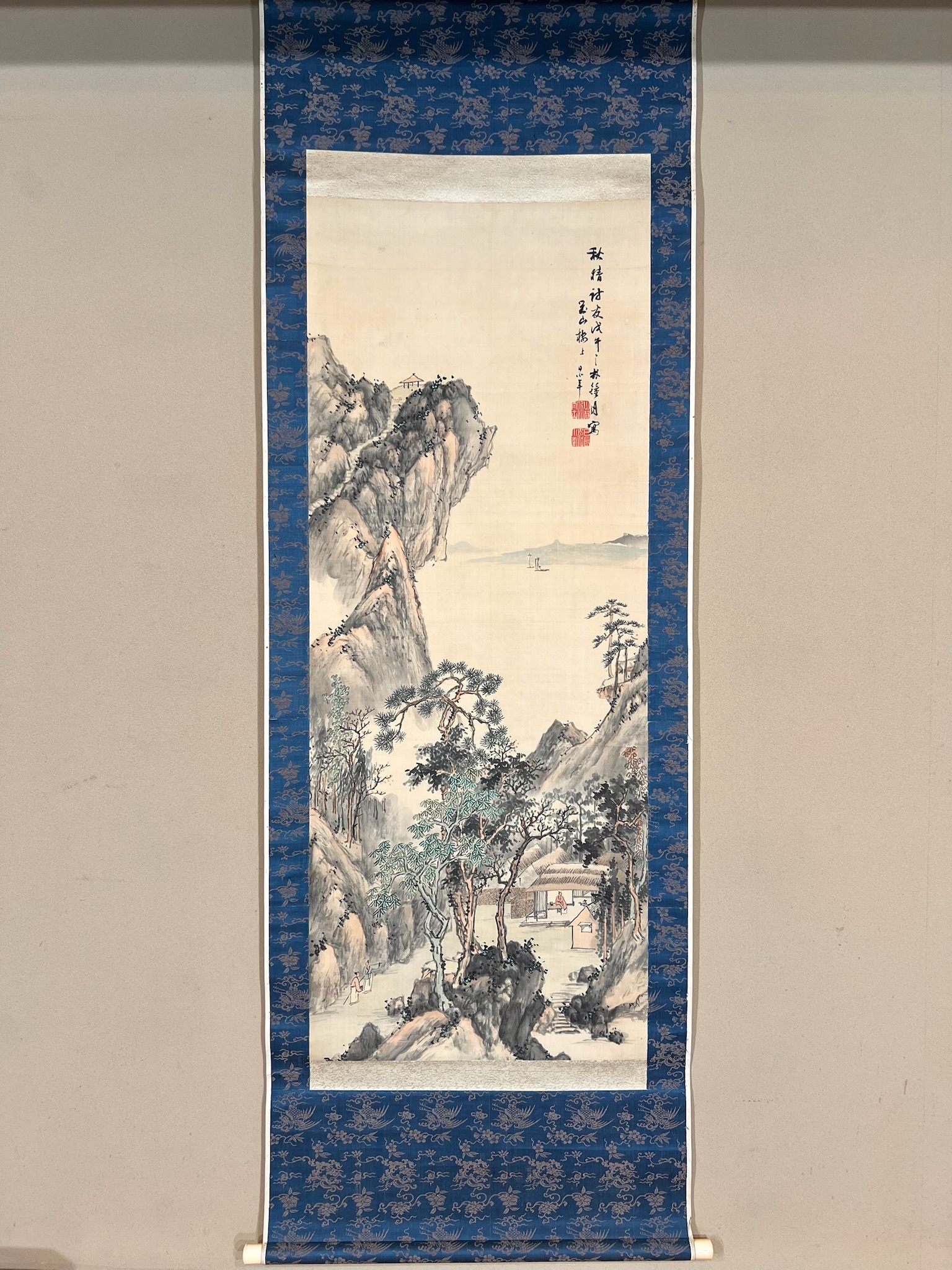 掛軸 茶掛け 法谷文雅 画賛「北山春景の図」逢春寺住職 小田雪窓に師事