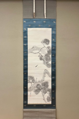 掛け軸 橋本雅邦 江亭帰隠之図 紙本 名品 複製 希少 軸装 茶道具 掛軸