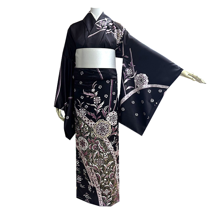 美品□山口小夜子やまと□振袖7点セット帯新品帯締め紫正絹フルセット