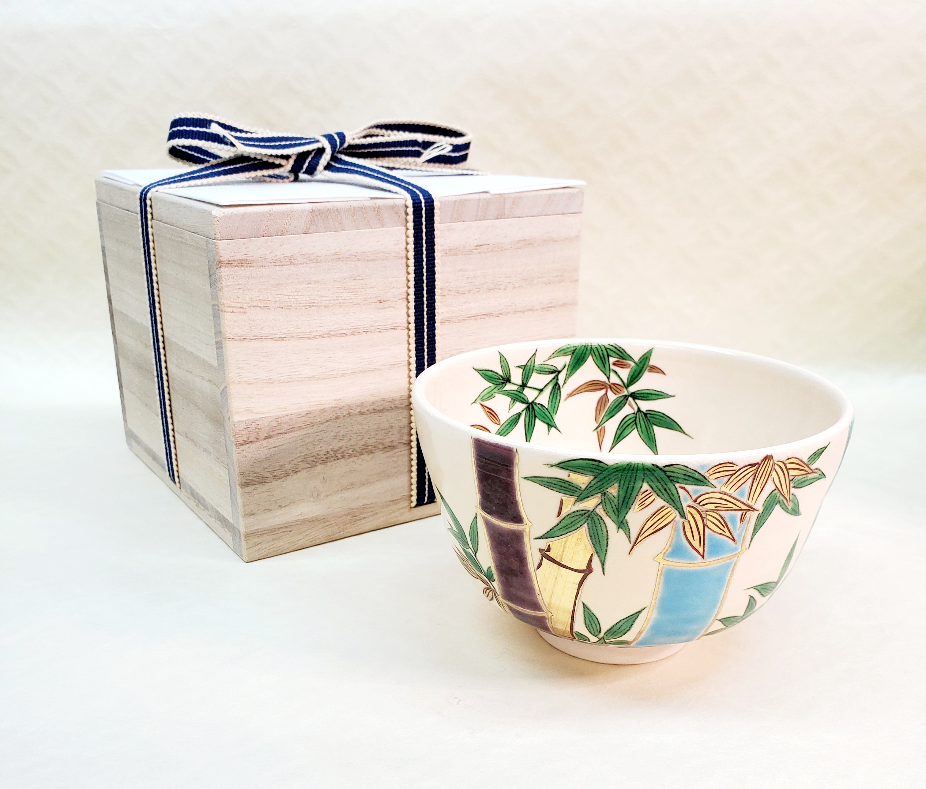 茶碗 竹の絵 平安桐凰 桐箱