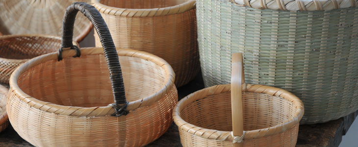 山岳少数民族 ラタン竹編籠 バスケット 竹かご 椀籠 バスケット古民芸 民藝