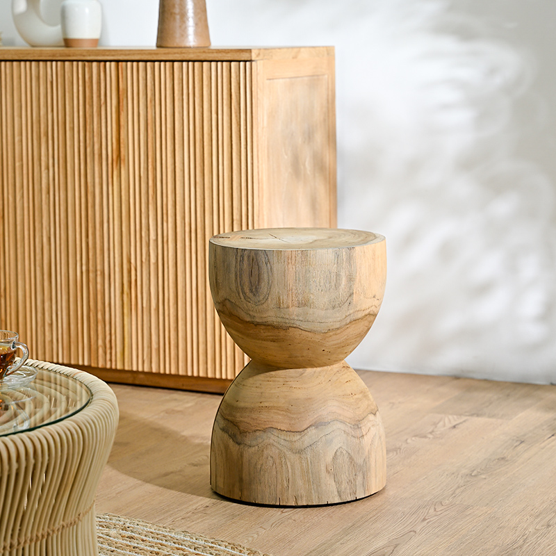 チーク材 無塗装 ラウンドスツール 丸型 C490XXを激安で販売する京都の