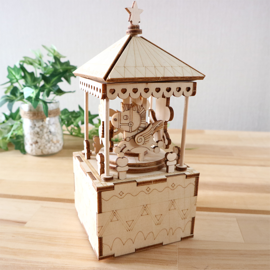 18弁】DIY オルゴール 手作り EA250S メリーゴーランド ナチュラル