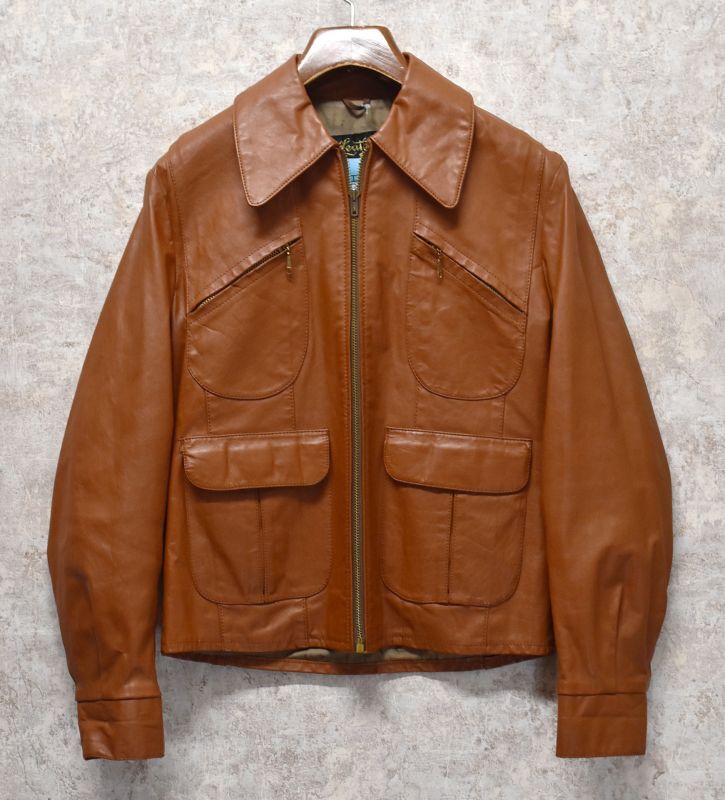 70's【ビンテージ】【Sears】【シアーズ】【ライトブラウン】【レザー
