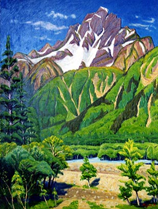 足立源一郎、風景画（スイスアルプス、フィンシュタールホルン