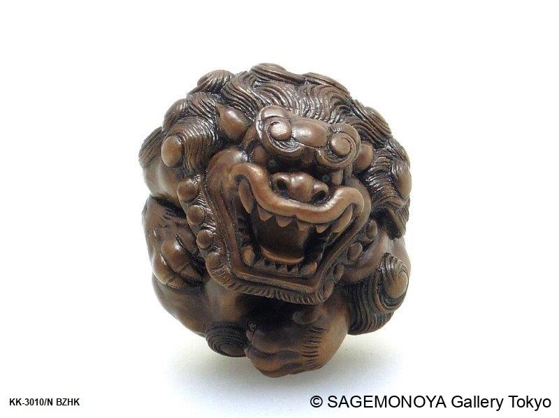 時代提げ物 人物根付 天然素材 在銘【鷹匠親子】高さ約5.1cm 重さ約