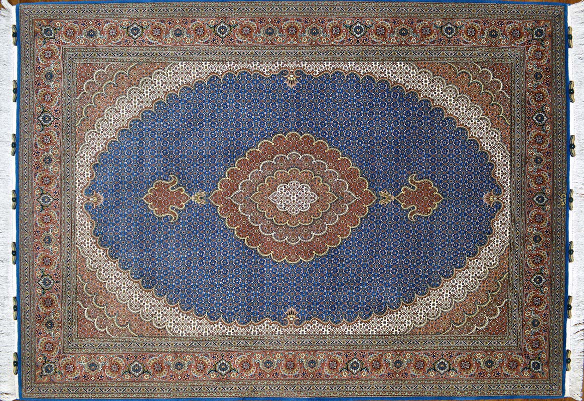 タブリーズ産ウールシルクペルシャ絨毯額48×37.5㎝タサオサ東な7