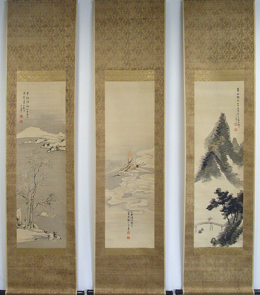 真作】藤田友閑/富士山水図/横物/掛軸/名家伝来/Z-989 真作】藤田友閑