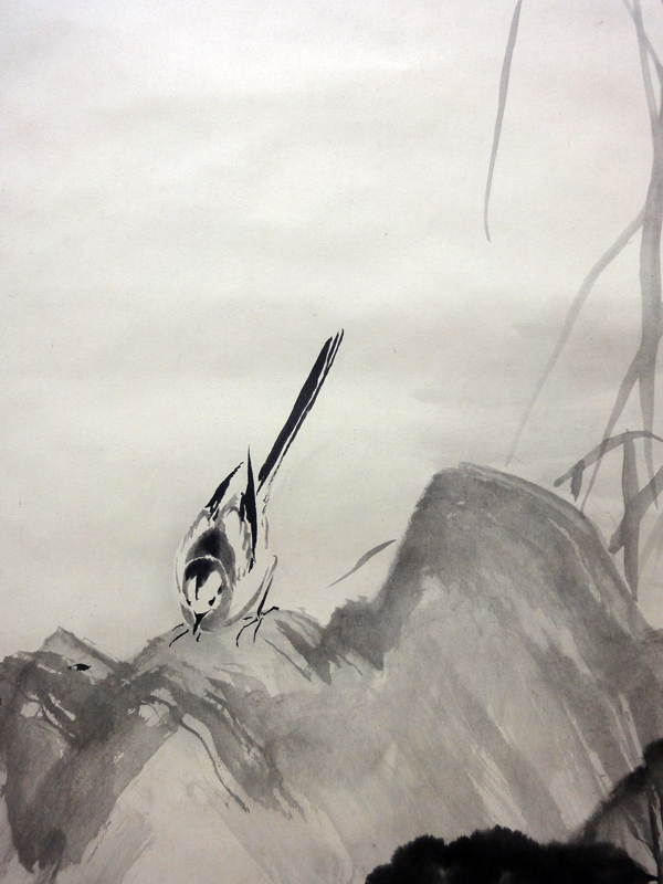 山脇皜雲 春景山水図 絹本肉筆 大幅掛軸 鳥取 橋本雅邦師事 日本画家