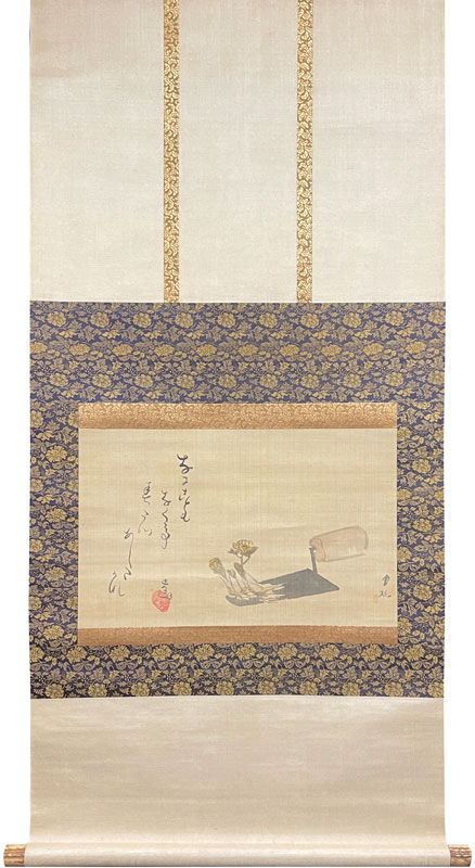 真作】川辺華堂/月明田家之図/山水図/砧図/掛軸/名家伝来/AD-764