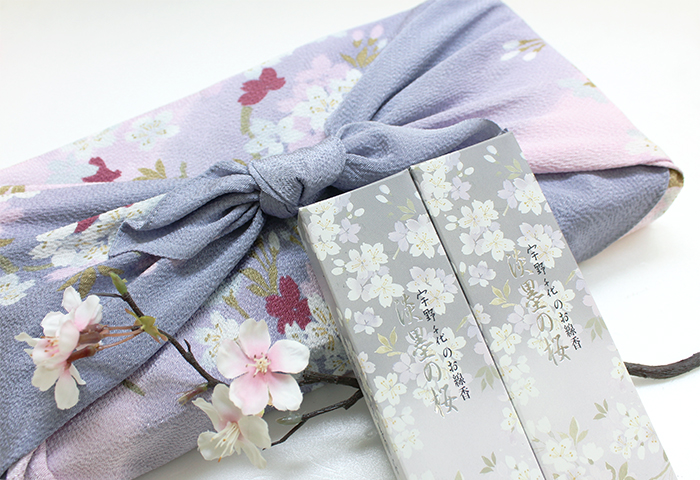 新・淡墨の桜 桐箱サック6入 風呂敷付包装品 | 贈答用お線香 | 日本香