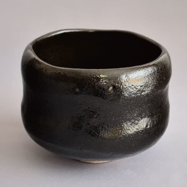 楽入窯 吉村楽入 蛇喝釉 黒楽茶碗 楽焼 抹茶碗 茶道具