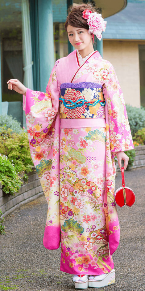 紺青地流水に桜[FR5017] | 成人式振袖レンタル京都さがの館