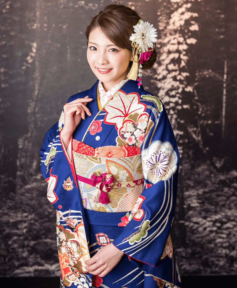 濃い紫桜と梅[FS0782] | 成人式振袖レンタル京都さがの館