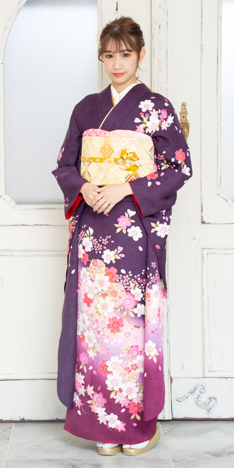 509z20〇三松取扱い 花がぁる 色無地振袖 地紋 松竹梅 赤〇