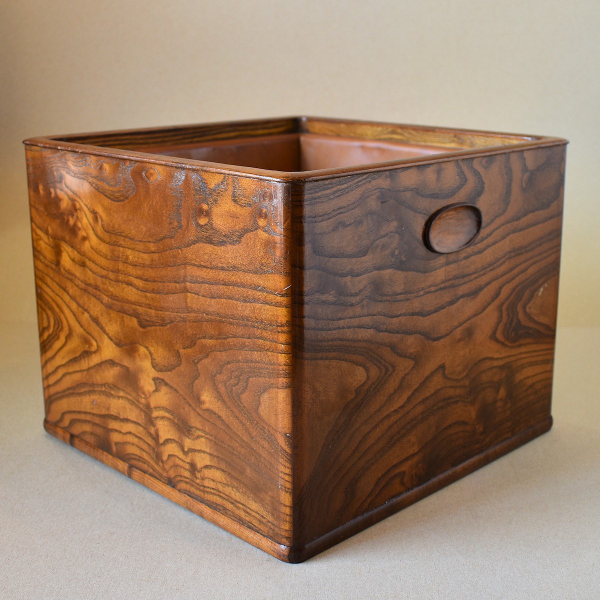 栄 時代 本桐 無垢 彫刻 銅盤 引出 大火鉢 長火鉢 93cm 55y91(その他