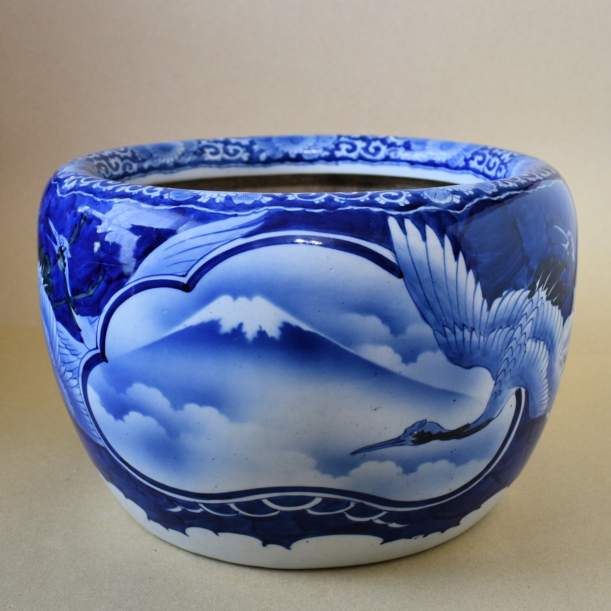 火鉢と炭道具の販売 骨董 斎明堂 / 染付火鉢（中型）