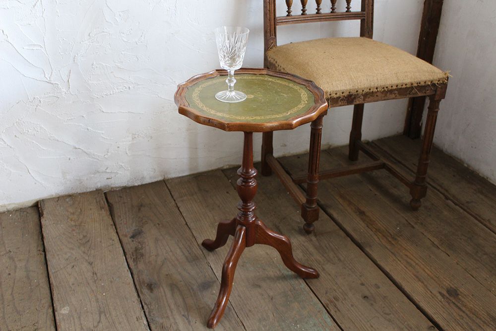 英国アンティーク◇古木ワインテーブル/サイドテーブル/花台/銅製机