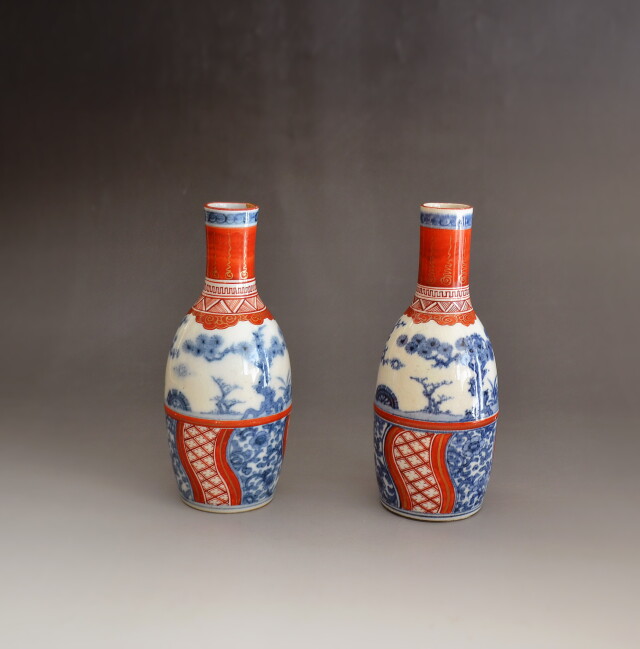 九谷金襴手徳利 徳利 時代徳利 色絵 花瓶 金襴手 雛道具 骨董 1対